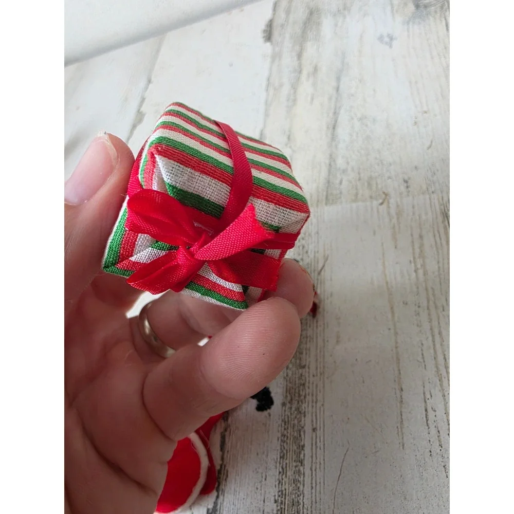 Vintage putz spun cotton snowman present mini stocking accessory ornament tree